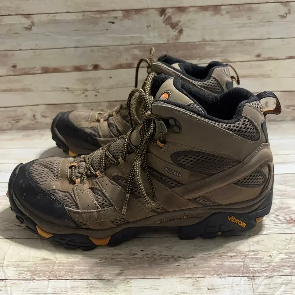 Merrell Moab Mid Hiking Boots Men's Size 11 Vibram Rubber Lug Outsole Walnut